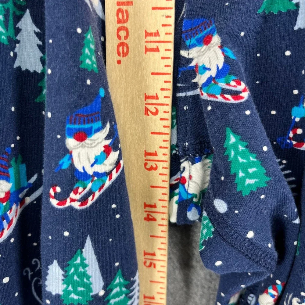 Lands End Gnome Skiing Christmas‎ Pajama Pants Joggers Navy Blue Size L 36 38